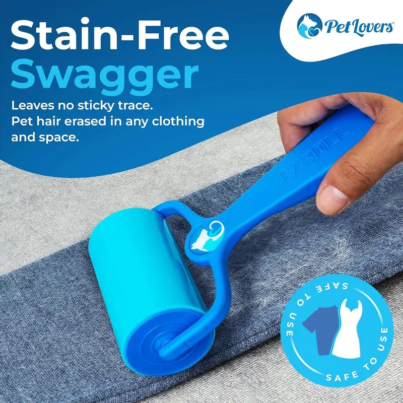 Reusable Pet Hair Remover Roller, Washable Lint Roller for Dog & Cat Fur Cleaning on Clothes, Furniture and Car