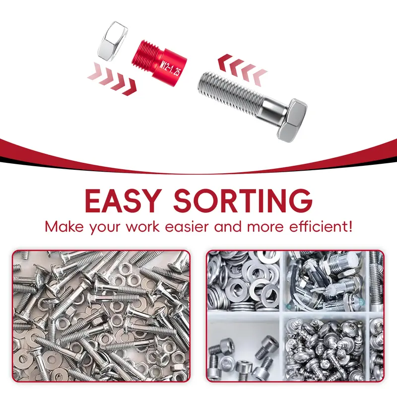 44PCS Nut and Bolt Thread Checker Tool, SAE & Metric Thread Gauge Set with Storage Case for Home Garage and Auto Repair