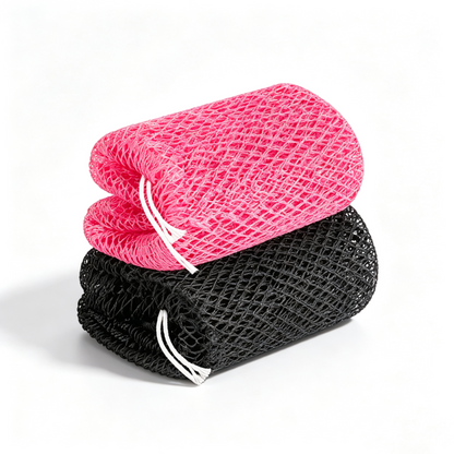 African Net Sponge with Knots, Exfoliating Shower Loofah Bath Sponge, Long Lasting Body Scrubber for Women & Men, Portable Travel Bath Accessory