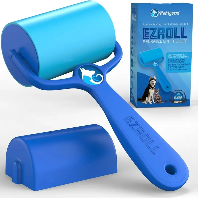 Reusable Pet Hair Remover Roller, Washable Lint Roller for Dog & Cat Fur Cleaning on Clothes, Furniture and Car
