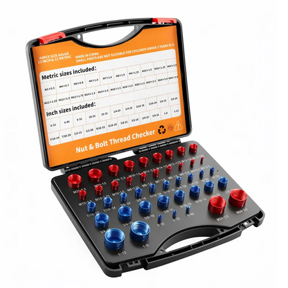44PCS Nut and Bolt Thread Checker Tool, SAE & Metric Thread Gauge Set with Storage Case for Home Garage and Auto Repair