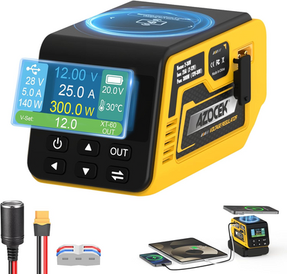 300W Voltage Regulator – 18V Battery Compatible Power Converter with Adjustable Voltage Output