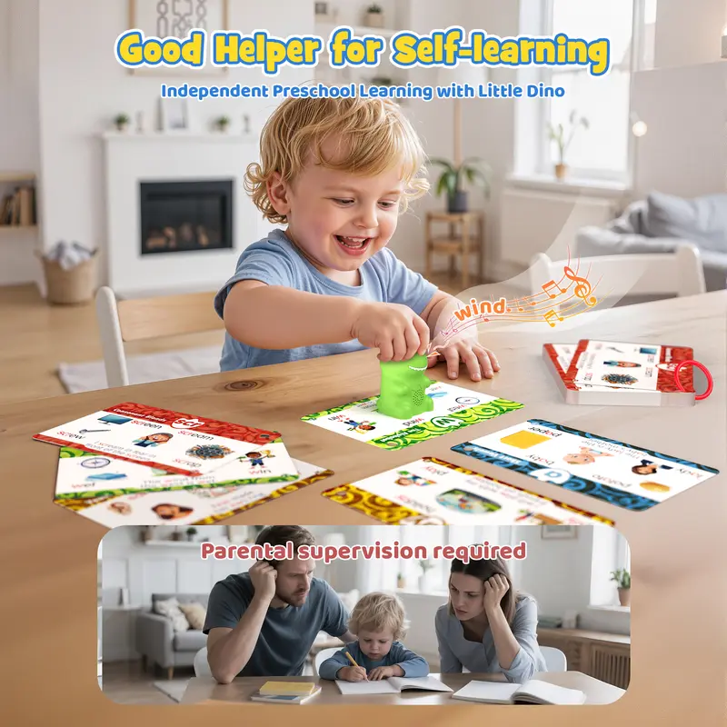 Interactive Dinosaur Flash Cards for Kids, Montessori Learning Toy with 148 Cards, 592 Words and Sound Learning
