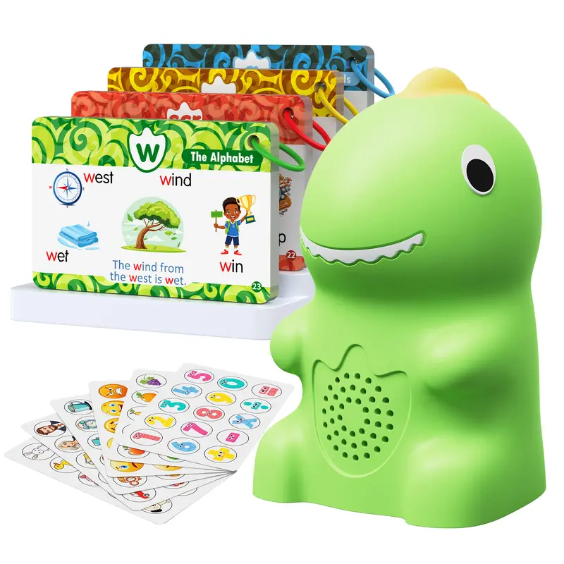 Interactive Dinosaur Flash Cards for Kids, Montessori Learning Toy with 148 Cards, 592 Words and Sound Learning