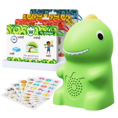 Interactive Dinosaur Flash Cards for Kids, Montessori Learning Toy with 148 Cards, 592 Words and Sound Learning